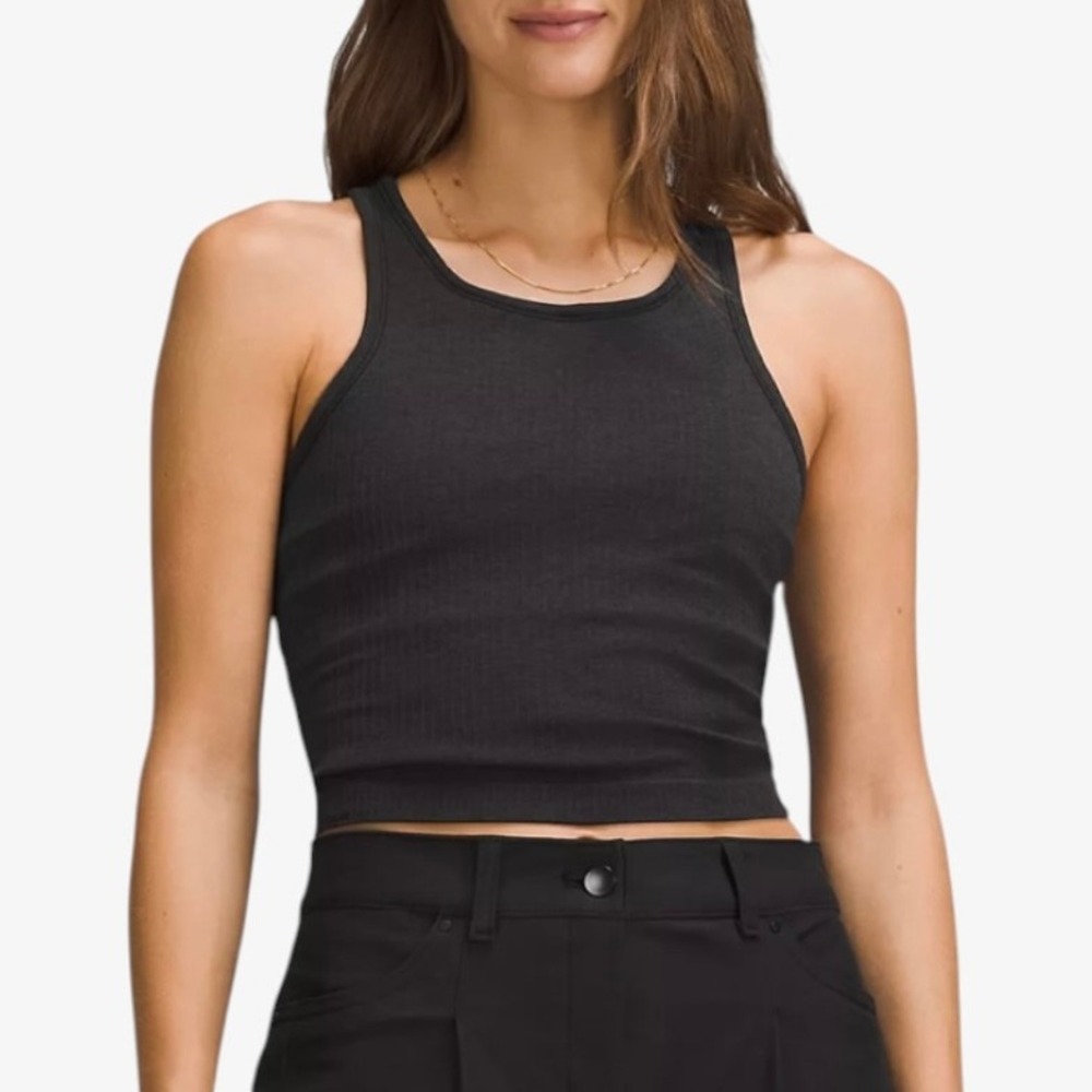 Lululemon Ebb to Street Cropped Racerback Tank Top in Black Women's Size 8
